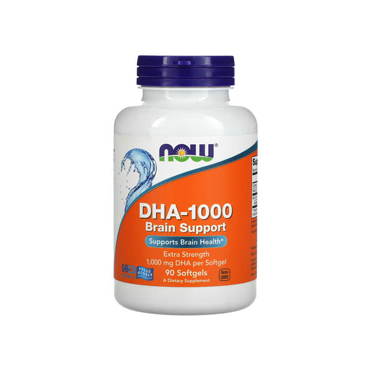 DHA-1000, refuerzo cerebral, concentración extra, cápsulas de aceite de pescado de 1300 mg / omega-3 DHA de 1000 mg, 90 cápsulas blandas (NOW FOODS)
