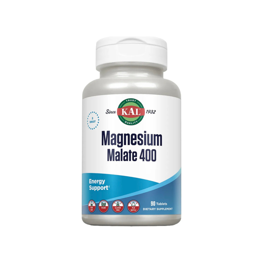 MAGNESIUM MALATE, tabletas de malato de magnesio de 400 mg por porción, 90 tabletas (KAL)