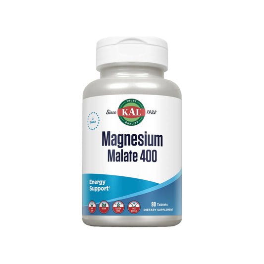 MAGNESIUM MALATE, tabletas de malato de magnesio de 400 mg por porción, 90 tabletas (KAL)
