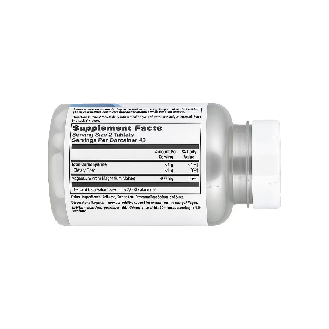 MAGNESIUM MALATE, tabletas de malato de magnesio de 400 mg por porción, 90 tabletas (KAL)