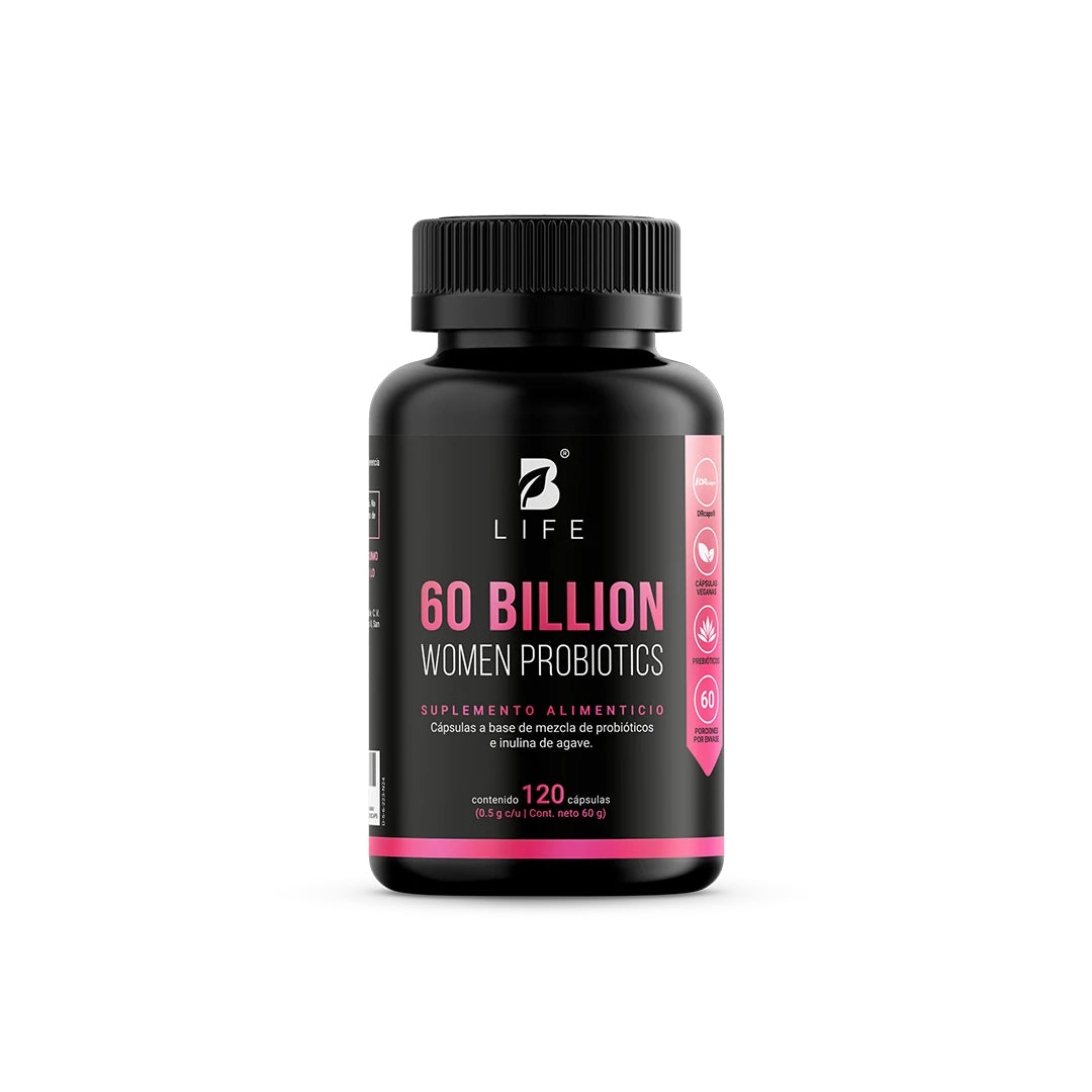 60 BILLION WOMEN PROBIOTICS, cápsulas veganas de 60 billones de 12 cepas de probióticos para ella, 120 cápsulas B LIFE