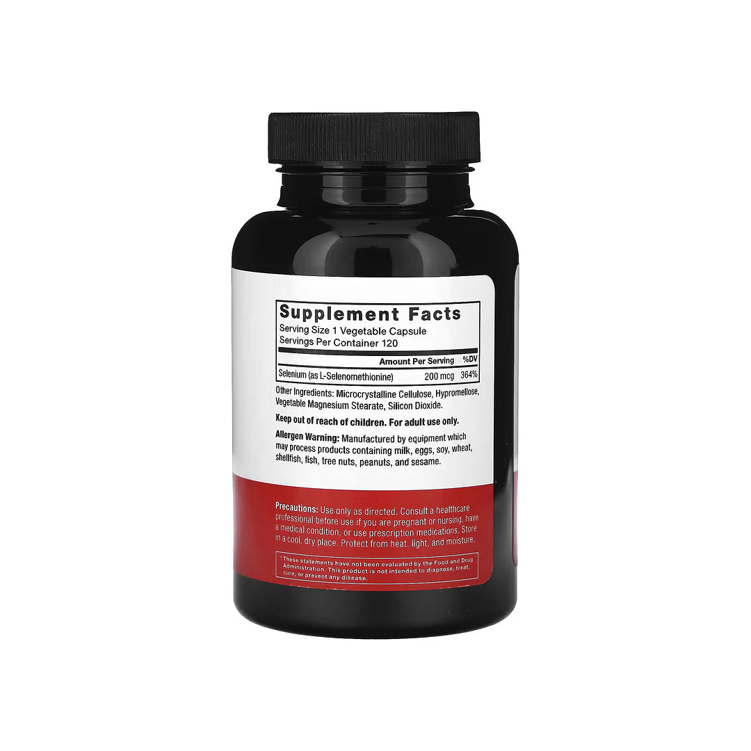 SELENIUM, cápsulas veganas de selenio de 200 mcg, 120 cápsulas (FORCE FACTOR).