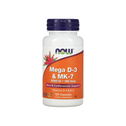 Mega vitamina D3 y MK-7, 120 cápsulas - NOW Foods