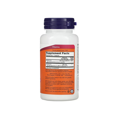 Mega vitamina D3 y MK-7, 120 cápsulas - NOW Foods