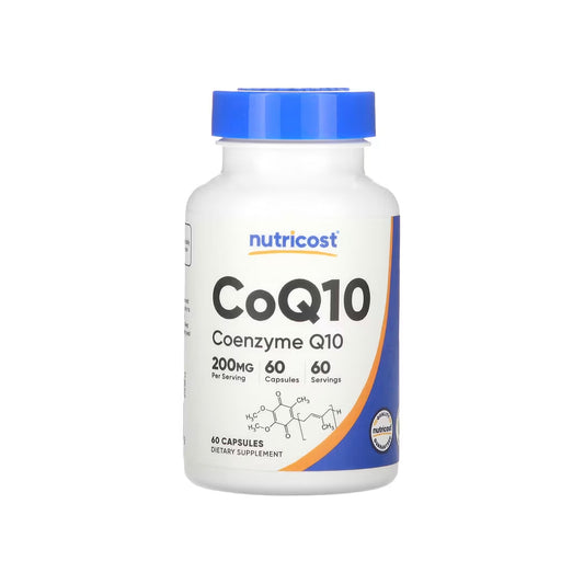 CoQ10, cápsulas de coenzima Q10 de 200 mg, 60 cápsulas (NUTRICOST).