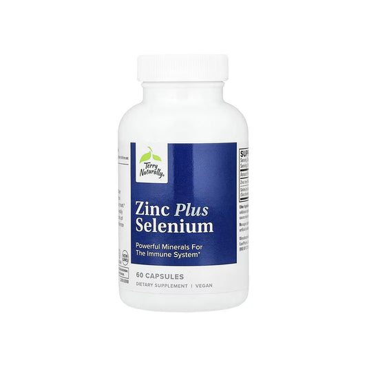 ZINC PLUS SELENIUM, cápsulas veganas de zinc quelado de 30 mg / selenio de 200 mcg, 60 cápsulas (TERRY NATURALLY)