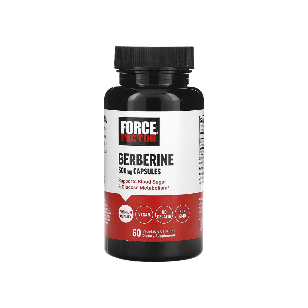 BERBERINE, cápsulas veganas de berberina HCL de 500 mg, 60 cápsulas - FORCE FACTOR