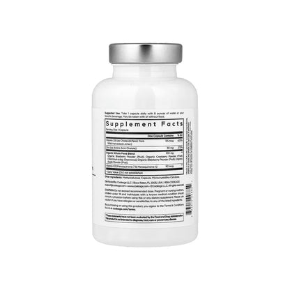 VITAMIN D, K2 Y ZINC, cápsulas veganas de vitamina D3 de 5,000 UI / vitamina k2 90 mcg / zinc 30 mg, 60 cápsulas veganas (CODEAGE).
