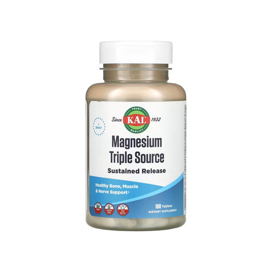 MAGNESIUM TRIPLE SOURCE, tabletas de triple magnesios de liberación prolongada de 500 mg, 100 comprimidos (KAL)