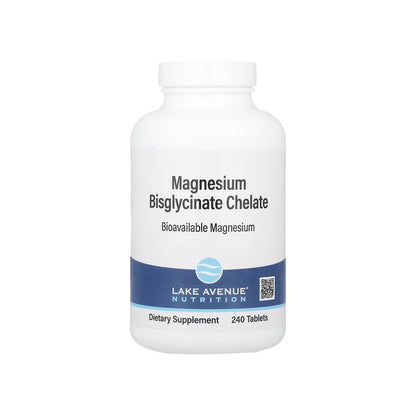 MAGNESIUM BISGLYCINATE CHELATE (TRAACS™), tabletas de bisglicinato de magnesio quelado de 200 mg por porción, 240 tabletas (LAKE AVENUE).